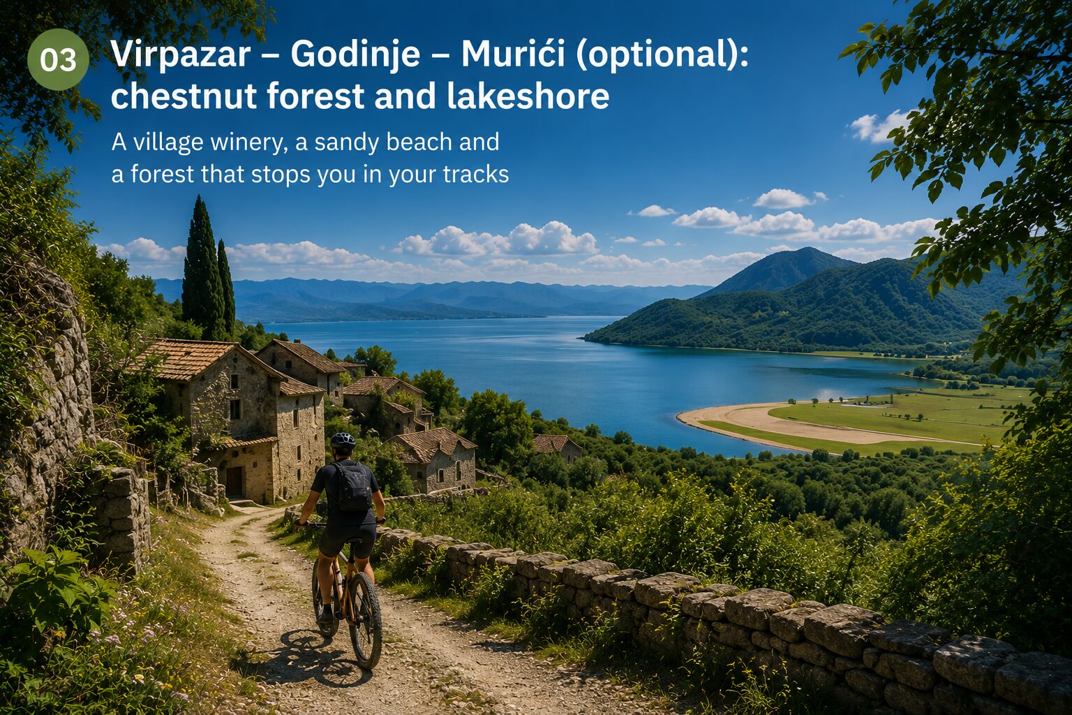 Virpazar – Godinje – Murići (optional): chestnut forest and lakeshore