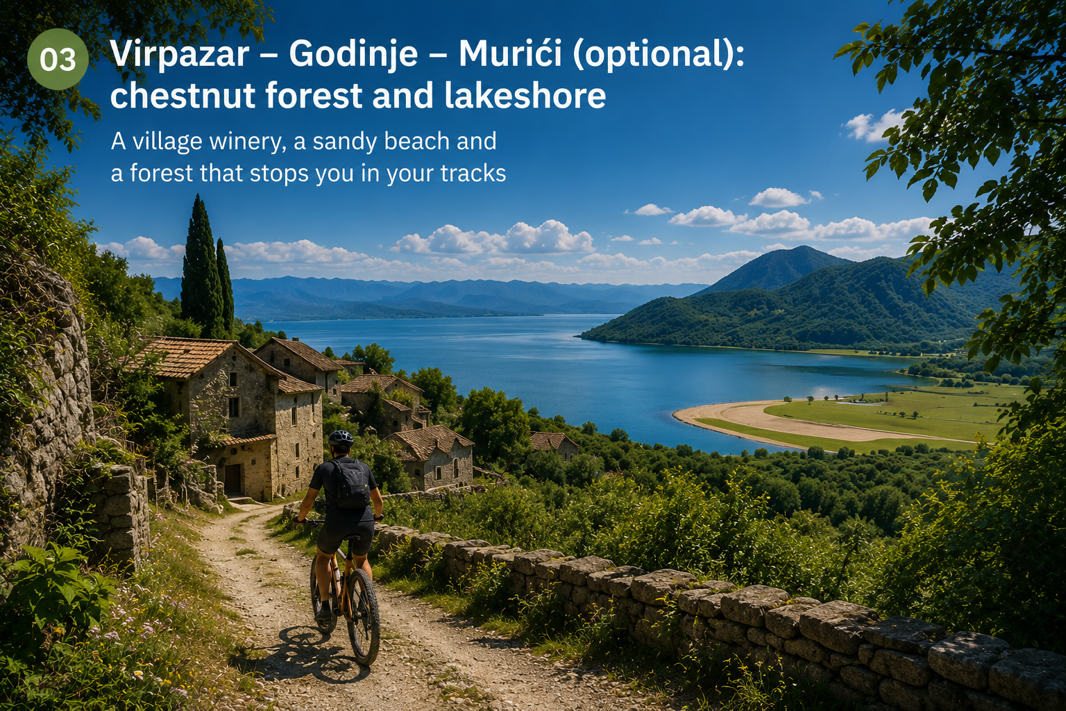 Virpazar – Godinje – Murići (optional): chestnut forest and lakeshore